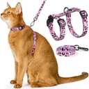 Cat Harness and Leash Set - Escape Proof Adjustable Cat Harness, Comfortable Soft Lightweight, Use Safe & Easy, Walking Travel Kitten Harness for Small Medium Large Cats (Pink)