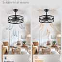LEDIARY 20 inch Fandelier Caged Ceiling Fan with Light, Bladeless Ceiling Fan with Remote, Farmhouse Fan Lights Ceiling Fixtures for Kitchen, Bedroom, Outdoor(6 Speed, Timing)-Black