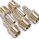 LTWFITTING LF Brass Barbed Fitting Coupler/Connector 5/16" Hose Barb x 3/8" Male NPT Fuel Gas Water (Pack of 5)