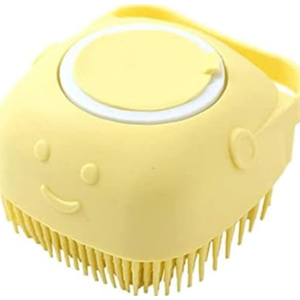 Pack of 2 Dog Brush – Cat Brush – Shampoo Dispensing Scrubber – Soft Silicone Design – Hanging Loop – For All Skin Types – Grooming, Deshedding and Exfoliating, Yellow