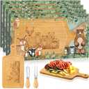 4 Pack Woodland Mini Charcuterie Board Set with Cheese Knives - Forest Animal Bamboo Serving Boards for Baby Shower Favors, Game Prizes, Woodland Party Decorations, Wedding & Housewarming Gifts