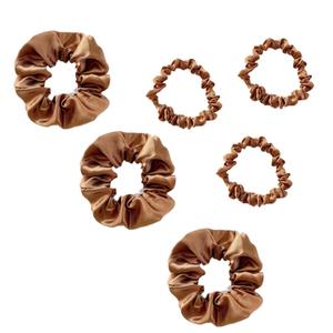Yellow Brown Hair Scrunchies for Women's Hair, Satin Scrunchies Hair Ties Ponytail Holders for Girls Women Thick Hair