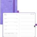 POPRUN Weekly Planner 2026 Pocket Size Calendar (4" x 6.25") 12 Months Notebook with Horizontal Layout, Leather Soft Cover, Inner Pocket, 100GSM Thick Paper, Pen Holder - Lilac