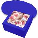 qiqee 10x10x5 Cake Box, 18 Sets Gemstone Blue Cake Box with Window  18 Sets 10" Gemstone Blue Cake Round Boards, 10inch Cake Containers