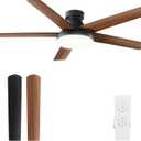 YITAHOME 52" Low Profile Ceiling Fan with Light & Remote, 3660 CFM, 3 CCT, 4 Timer Modes, 5 Reversible Dual Finish Blades, Quiet DC Motor for Living Room, Patio, Matte Black & Walnut