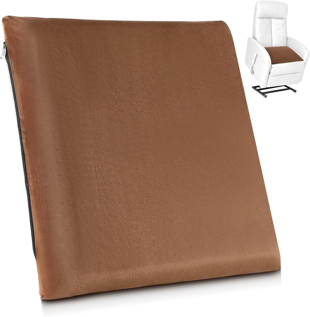 Recliner Cushion for Elderly with Memory Foam Square Seat Chair Cushion for Recliner Thick Non Slip Seat Pad for Chair, Couches(20 x 20 x 3,Brown)