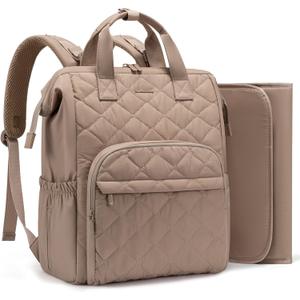 LOVEVOOK Small Diaper Bag Backpack, Mini Baby Bag for Girl Boy with Changing Pad, Diaper Backpack for Mom Dad with Stroller Buckles, Khaki (Medium)