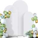 Spandex Anti Wrinkle Arch Backdrop Cover - High Elastic Fitted Arch Stand Cover Set of 3, White Round Top Chiara Backdrop for Wedding Birthday Party Garden Decor 6Ft, 6.6Ft, 7.2Ft