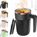 Automatic Stirring Coffee Cup with Temperature Display, Rechargeable Coffee Mug, 13.5oz Self-Stirring Mug with Lid, Stainless Steel Material Suitable for Coffee, Milk, and Other Beverages (Black)
