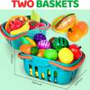 100 PCS Cutting Play Food Toy for Kids Kitchen, Pretend Food Toys for Toddlers, Play Kitchen Toys Accessories with 2 Baskets, Fake Food/Fruit/Vegetable, Birthday Gifts for 3 4 5 Years Old Boys Girls