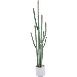 Tall Faux Cactus Plant62in Realistic Texture Tall Fake Plant, Artificial Cactus Large with White Planter Indoor Outdoor for Home Office Living Room Bedroom Foyer Porch Decor. (60in with basic plastic black planter)
