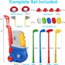 Toddler Golf Set, Kids Golf Set for Ages 1 2 3 4 5 Years Old Boys Girls with 4 Plastic Golf Clubs 10 Balls, Indoor Outdoor Baby Toddler Golf Clubs Set Toy with Cart Birthday Gifts Blue