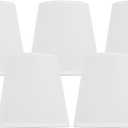 4x6x6 Inches White Chandelier Shades, 6 Inch Diameter, White Linen Fabric Lampshades, Perfect Covers for 5-Light Pendant Light and Wall Sconce, Clip On Bulb, E12 Lighting Socket(Large Size, Pack of 5) (Large White, 5Pack)