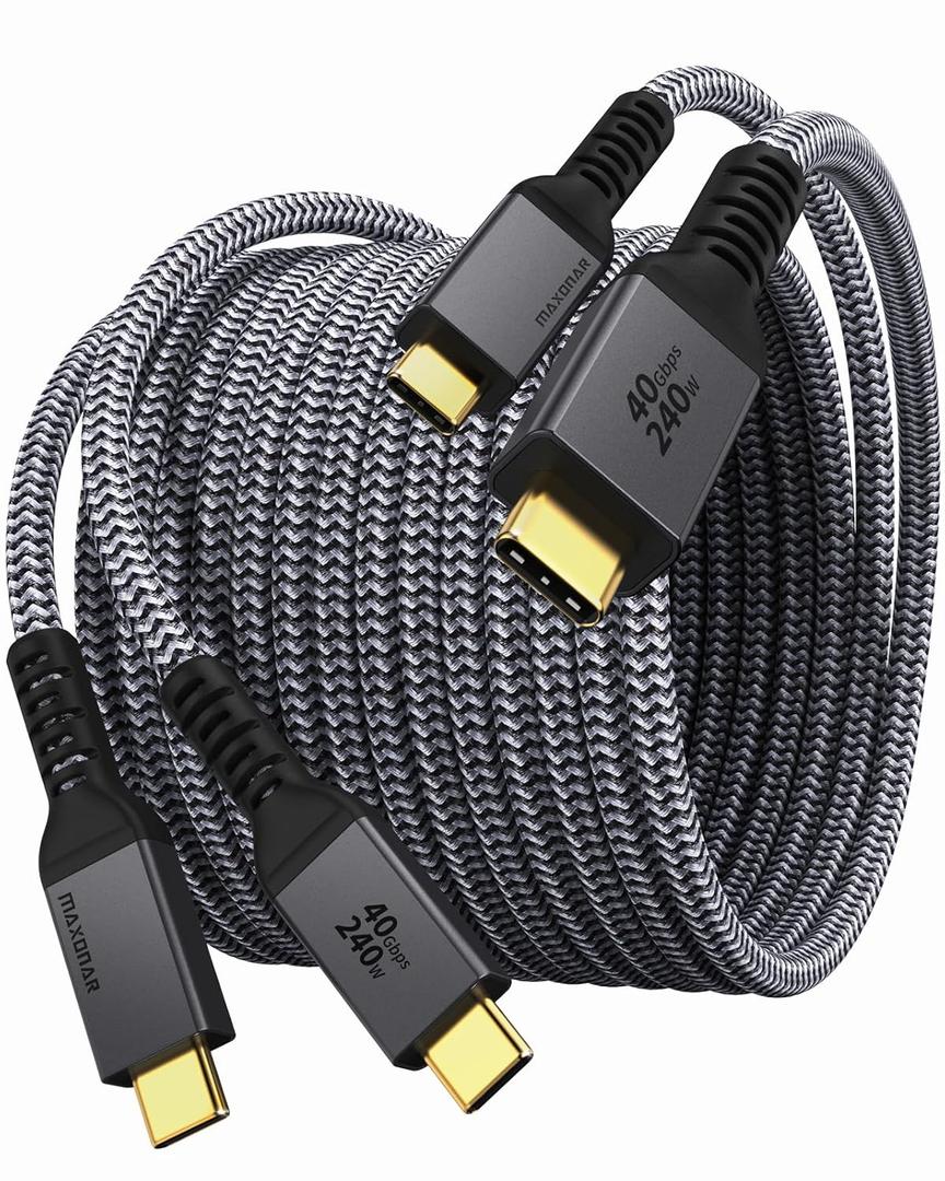 Maxonar [2 Pack 4Ft] Compatible with Thunderbolt 4 Cable 240W, Support 40Gbps Data Sync and 8K/5K for Thunderbolt 4/3 Monitor, Docking Stations and More