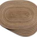 Noctiflorous Oval Braided Placemats Set of 6 Woven 12x18 Inch Non Slip Washable Heat Resistant Place Mats Round Tablemats for Dining Kitchen Party Daily Table Decor Dinner Mats (12 Brown, 6)