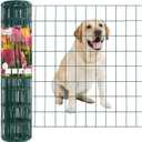 FOREHOGAR Green PVC Coated Welded Wire Fence 24 Inch x 25 Foot, 2 Inch x 3 Inch 16GA, Garden Border Fencing Roll Vinyl Coating Metal Wire Mesh for Yard Vegetable Plant Protection Poultry Netting
