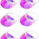 Geyoga 6 Pcs Pink Clear Sun Visor Hats Plastic Sun Visor UV Protection Golf Cap Unisex PVC Transparent Visor Cap for Women Men