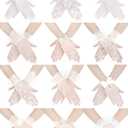 12 Pairs Women White Lace Gloves Bulk Tea Party Elegant Short Gloves Pearl Floral for Vintage Wedding Opera Party Accessories Cosplay Costume Accessory