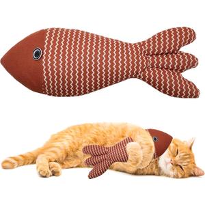 Interesting Catnip Toys Fish, 1 Pack Large Cat Toys, Soft Indoor Cat Kicker Toys, Durable and Highly Interactive Catnip Toys（Red Fish）