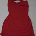 Women's Sexy Backless V Neck Mini Dress Summer Club Night Sleeveless Tight Cocktail Dresses (WineRed) S