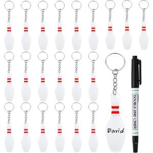 Acrylic Bowling Pin Keychains Bowling Party Favors Carnival Reward Gifts Party Bag Gift Fillers Sports Souvenir with Marker for DIY Writing