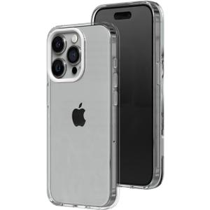 RhinoShield Crystal Clear Case Compatible with [iPhone 15 Pro] | Advanced Yellowing Resistance, High Transparency, Protective and Customizable Clear Phone Case - White Camera Ring