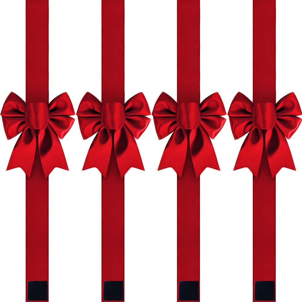 PBQOA Christmas Cabinet Bows Festive Ribbons Large X-Mas Door Ribbon Party Decorations, Red