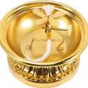 Retro Oil Lamp Butter Lamp Holder Buddha Votive Tealight Holder Ghee Oil Lamp Golden Buddhist Altar Supplies Temple Decor Diwali Worship, Golde