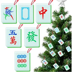 Thyle 12 Pcs Christmas Ornaments Mahjong for Christmas Tree Mahjong Gifts 6 Styles Acrylic Xmas Decoration Party Supplies Door Window Wall Decor