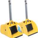 Commercial Broom and Dustpan Set, Jumbo Lobby Debris Dustpan (14inch*14inch), Heavy Duty Broom (14inch Width),for Indoor and Outdoor Cleaning,2 Sets, Yellow