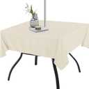 Fitable Square Table Cover Outdoor and Indoor Tablecloth - Washable Waterproof Wrinkle Free Table Cloth with Zipper and Umbrella Hole for Spring/Summer/Party/Picnic/BBQS/Patio Beige 54 x 54 inch