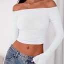 PRETTYGARDEN Women's Long Sleeve Mesh Crop Shirt (White, XL)