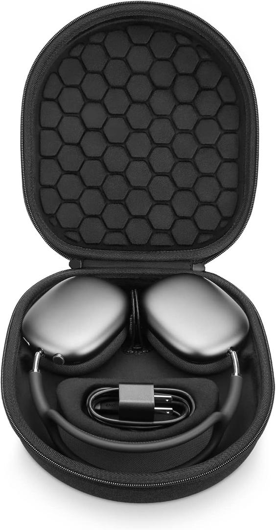 Smart Case for Apple AirPods Max Supports Sleep Mode, Hard Organizer Portable Carry Travel Cover Storage Bag (black)