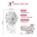HOOJIH Messy Bun Hair Piece,2PCS Tousled Updo with Tendrils Hair Bun Extensions Wavy Curly Ponytail Hairpieces for Women - Silver Gray