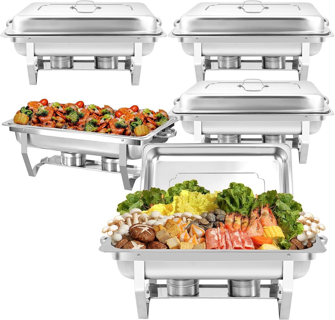 5 Pack 8 QT Chafing Dish for Buffet, Stainless Steel Chafing Dish Buffet Sets, Stackable Design Food Warmers for Parties, Weddings, Home, Christmas Buffets