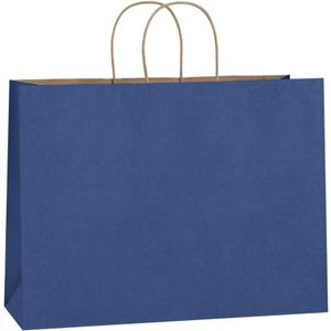 BagDream 100Pcs 16x6x12 Inches Kraft Paper Bags with Handles Bulk, Large Shopping Bags for Gifts, Grocery, Merchandise, Party Favor, Take-out, Recycled Paper Sacks Navy Blue