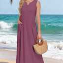 MOLERANI Women's Casual Button Down Midi Dress with Pockets,Mauve,2XL