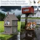 Outdoor Cat House Weatherproof, Durable Resin Cat Houses for Outdoor Indoor Cats, Litter Box Enclosure with Elevated Base, Anti-Slip Pad, Ventilation, Double-Story, Coffee Brown