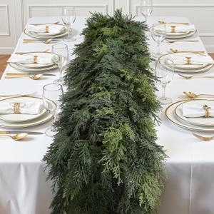 SHareconn 6FT Artificial Christmas Cedar Garland Decoration, Realistic Faux Cypress Greenery Garland for Winter Mantle Table Stairs Railing Fireplace Holiday Indoor Outdoor Decor, 6 FT