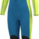 Hevto Kids Wetsuit for Boys Girls Toddler Youth 3/2mm Neoprene Full Wet Suits in Cold Water for Swimming Surfing Diving (K1-2mm-Front Zip-Green, 12X)