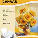 25Pcs Canvas Printer Paper for Inkjet Printers, 8.5x11" Bright White 280gsm Printable Fabric Sheets Tear-Resistant, Compatible with Photo Art Sketch Printing
