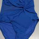 One Shoulder One Piece Swimsuit for Women Mesh Tummy Control Bathing Suit Twist Swimwear with Removable Strap, M, Blue