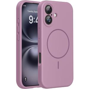 Miracase Compatible with iPhone 16 Case, [Soft Anti-Scratch Microfiber Lining], Compatible with MagSafe, Liquid Silicone Case Shockproof Drop Protection Phone Case for 16,Blackcurrant