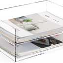 Clear Letter Tray Paper Trays A4 File Desk Organizer, Stackable Acrylic Paper Tray Holder Desktop Storage Organization for Office Home Supplies (Transverse)