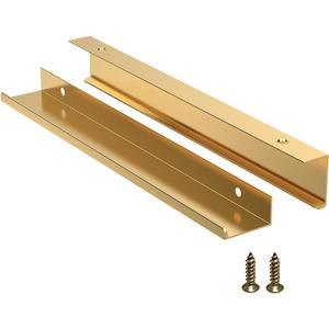 5 Pack Edge Gold Hidden Drawer Door Cabinet Handle Aluminum Alloy Finger Bar Pull Concealed Furniture Hardware Back Mount Dresser Handles for Kitchen Bathroom 250mm(9.8 Inch)