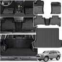 Powerty Floor Mat & Cargo Liner for Toyota 4Runner 2010-2024, All Weather TPE Custom Floor Liner Replacement,1st & 2nd Row Full Set Car Liners, Black (Fit 7 Seats)