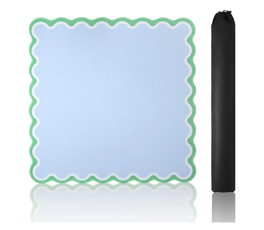 Blue Mahjong Mat (31.5” x 31.5”) with Black Carrying Bag, Anti-Slip, Noise-Reducing Mahjong Mat for Table, Poker, Board Games, Dominoes, and Card Games