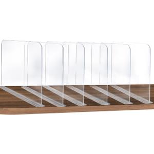 ROUFA 6Pcs Clear Acrylic Shelf Dividers, Closet Organizer Wood Shelf Separators Purse Organizer for Bedroom, Kitchen, Office, Bathroom 11.8''x11''