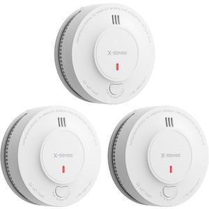 X-Sense Smoke Alarm, 10-Year Battery Fire Alarm Smoke Detector with LED Indicator & Silence Button, SD2J0AX, 3-Pack
