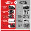 32" W Power Tool Storage Organizer Wall Mount with Charging Station Built in 8 Outlet Power Strip Large 8 Drill Holder Heavy Duty Power Tool Storage Rack Tool Shelf for Garage Organization Black